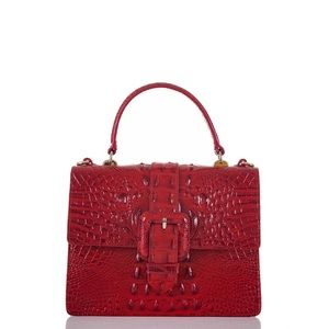 Brahmin mini Francine genuine leather croc embossed handbag.